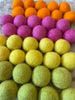 Bright hot boho summer mix, yellow, orange, green 2.5cm felt ball pom poms for DIY garland & bunting craft, flower arrangements - ppcraftsupplies